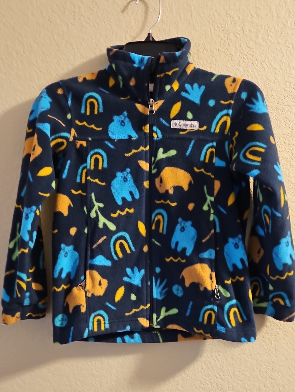 Columbia Kids' Navy Blue Printed Fleece Jacket Size Small (8)
